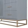 Queen Murphy Bed With Frosted Glass Doors Design, Fake Drawers, Metal Legs - Gray - Image 11
