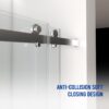 Frameless Shower Door, Double Sliding Shower Door, Clear Tempered Glass Shower Enclosure With Square Rail, Double Side Easy Clean Coat, Finished With Buffer - Brushed Nickel - Image 9