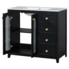 Bathroom Vanity With Two Soft Close Doors, Adjustable Shelves And Three Drawers - Black - Image 15