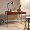 Industrial Style Storage Desk With Acacia Wood Top And Metal Legs - Oak - Image 6