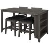 5 Pieces Counter Height Rustic Farmhouse Dining Room Wooden Bar Table Set With 2 Stools And 2 Chairs - Gray - Image 13