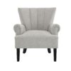 Modern Accent Living Room Chairs, Polyester Armchair Club Chair With Channel Back, Accent Chair For Living Room Reading Room, Soft Fabric, Wooden Leg - Light Gray - Image 4