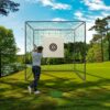 Golf Practice Net Cage With Metal Frame Hitting Net Kit Indoor Outdoor - Black - Image 2