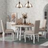 5 Piece Farmhouse Dining Table Set Wood Round Extendable Dining Table And 4 Upholstered Dining Chairs - Oak Natural / Antique White - Image 4