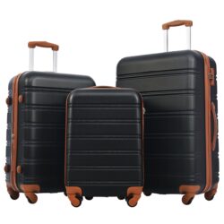 3 Piece Luggage Set Hardside Spinner Suitcase With Tsa Lock 20" 24" 28" Available - Antique Black