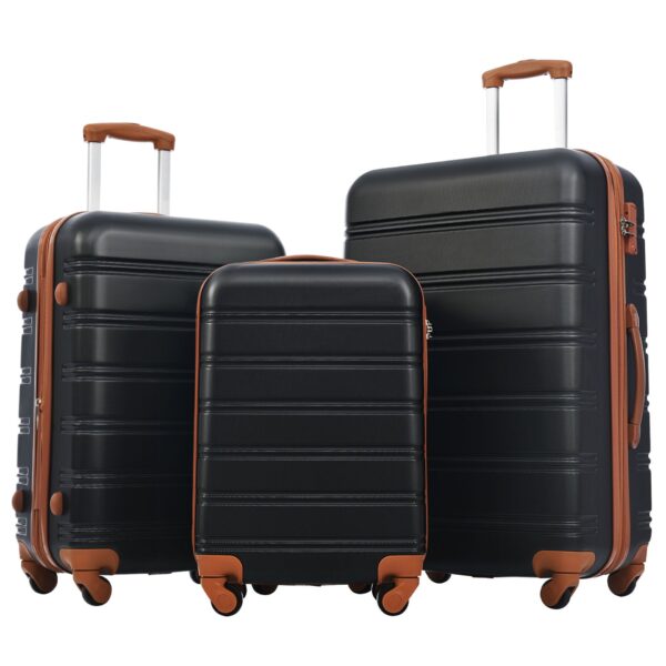 3 Piece Luggage Set Hardside Spinner Suitcase With Tsa Lock 20" 24" 28" Available - Antique Black