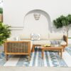Premium Outdoor Sofa Set With Waterproof Cushions Sectional Seating Group With Acacia Wood And Wicker - Brown Mix / Beige - Image 5