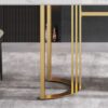 70.87" Modern Artificial Stone White Straight Edge Golden Metal Leg Dining Table, Can Accommodate 6-8 People - White / Gold - Image 6