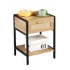 15.74" Rattan End Table With Drawer, Modern Nightstand, Metal Legs, Side Table For Living Room, Bedroom - Natural - Image 3