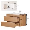 Wall Mounted & Floating Single Vanity With Ceramic Sink - Natural Walnut - Image 3