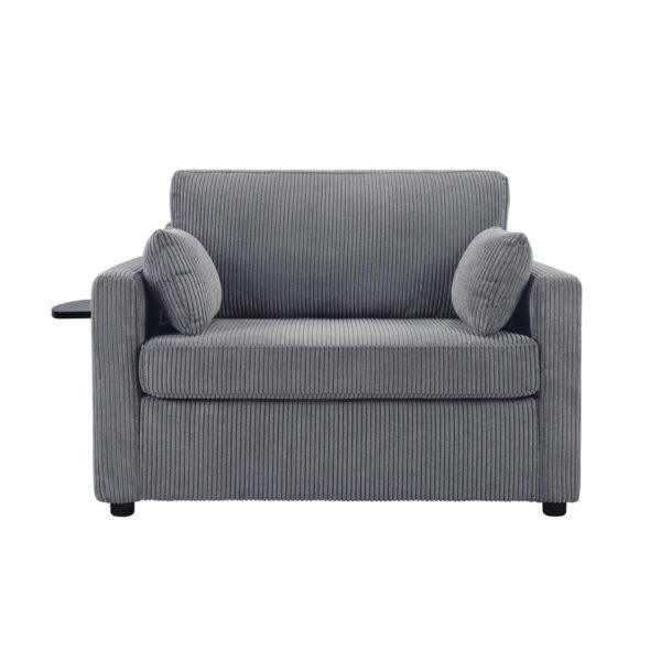 Twin Size Sofa Bed Sleeper Sofa Loveseat Sofa With Foldable Mattress, USB Ports, Side Table & Storage Pocket - Gray
