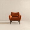 Brayden - Mid-Century Modern Velvet Armchair - Burnt Orange / Wood - Image 3