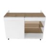 Multi-Functional Storage Island Movable Storage Cabinet Island Vanity Dresser With 3 Side Storage Drawer, A Reversible Top Storage Space And 2 Glass Display Shelves - White - Image 9