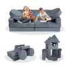 14 Pieces Kids Sofa Modular Play Couch Child Sectional Sofa To Boost Creativity Boys And Girls Diy Creating Playroom Couch Furniture For Toddlers Convertible Foam And Floor Cushion - Gray - Image 5