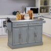 Homcom - Rolling Kitchen Island With Storage, Portable Kitchen Cart With Stainless Steel Top, 2 Drawers, Spice, Knife And Towel Rack And Cabinets - Gray - Image 2