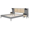 Queen Size Bed Frame With 2 Nightstands Elegant Design With Lamps - Gray - Image 10