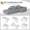 Modern Oversized Modular Sectional Sofa With Ottoman, Seat, Chaise Lounge And Armrest, Sparkling Chenille Fabric Soft Cushion Sofa With 4 Pillows, 4 Pieces Diy Combination Tufted Sofa, No Assembly Required - Gray - Image 12