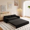 Queen Pull Out Sofa Bed, 3 In 1 Convertible Sleeper Sofa With Side Storage Multifunctional Velvet Loveseat Bed For Living Room - Black - Image 4