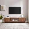 Modern Fluted Door Minimalist TV Stand For TVs Up To 80" - Mocha - Image 4