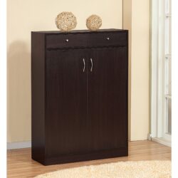 Shoe Storage Cabinet, Home Shoe Organizer With Five Shelves And Two Drawers - Red Cocoa