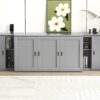 Queen Size Murphy Bed With Shelves, Cabinets And USB Ports - Gray - Image 15