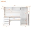 2 Door Storage Desk Wardrobe For Bedroom With Shelves And Drawers - White - Image 13