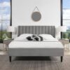 Aspen - Queen Vertical Tufted Modern Headboard Platform Bed Set - Opal Gray - Image 16