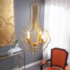 4 Light Chandelier, Hanging Light Fixture With Adjustable Chain For Kitchen, Bulb Not Included - Gold - Image 8