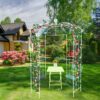 Metal Garden Arch Iron Garden Arbors Gazebo Dia High Birdcage Shape Pergola Pavilion For Wedding Ceremony - Cream White - Image 9