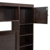 Queen Size Bed With All In One Cabinet, Shelf And Sockets, Twin Long Trundle - Espresso - Image 9