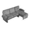 Convertible Futon Sofa Bed Futon Sofa Couch With An Adjustable Backrest, A Reversible Chaise Lounge And 2 Removable Armrest Pillows For Living Room - Gray - Image 15