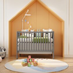 Crib 5 In 1 Convertible, Converts From Baby Crib To Toddler Bed, Fits Standard Full Size Crib Mattress - Storm Gray