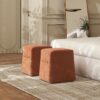 Oliver - Tapered Square Upholstered Ottoman - Spice Orange Fleeced - Image 7