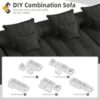 Modern Oversized Modular Sectional Sofa, Sparkling Fabric Soft Cushion Sofa With 6 Pillows, 6 Pieces Diy Combination Tufted Sofa, No Assembly Required - Black - Image 15