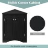 Triangle Bathroom Storage Cabinet With Adjustable Shelves, Freestanding Floor Cabinet For Home Kitchen - Black - Image 6