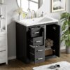 Bathroom Vanity With Ceramic Sink Combo, Frame Bathroom Storage Cabinet, Freestanding Vanity Set With 3 Drawers & Soft Closing Doors - Black - Image 27