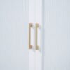 Queen Murphy Bed With Frosted Glass Doors Design, Fake Drawers, Metal Legs - White - Image 10