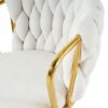 Modern Design High Stool With Gold Plated Legs Linen Bar Chair For Kitchen Dining And Cafe (Set of 2) - White - Image 8