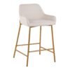Daniella - Contemporary / Glam Fixed Height Counter Stool (Set of 2) - Gold / Cream - Image 2
