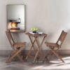 3 Piece Acacia Bistro Set, Folding Patio Furniture For Garden Backyard Balcony Porch With 1 Coffee Table And 2 Foldable Chairs - Natural Stained - Image 5