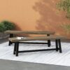 Cloud - Outdoor Bench With Acacia Wood Frame And Slat Panel Design (Set of 2) - Sandblast Gray / Black - Image 3