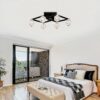 6 Light Crystal Ceiling Light For Dining Room, Modern Ceiling Lamp With Light Fixture For Farmhouse Entryway Living Room (6*G9 Bulbs Included) - Matte Black - Image 3