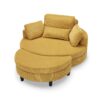 Corduroy Sofa With Two Throw Pillows And A Waist Pillow With An Extra Tray For Comfortable Seating Suitable For Small Apartment Bedroom Space - Yellow - Image 7