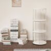 360° Rotating Bookshelf, Small Corner Bookcase, 3 Tier Floor Standing Organizer, Round - Cream White - Image 7
