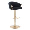 Claire - Contemporary / Glam Adjustable Bar Stool (Set of 2) - Gold / Black - Image 2