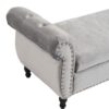 Velvet Multifunctional Storage Rectangular Ottoman Bench With Pillow - Gray - Image 4