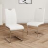 Modern Dining Chairs With Faux Leather Padded Seat And Chrome Metal Legs For Kitchen, Living, Bedroom, Dining Room - White / Silver - Image 2