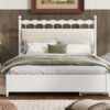 Queen Size Storage Platform Bed With 2 Big Drawers Twin Size Trundle - White - Image 13