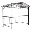 Grill Gazebo 8X5Ft, Outdoor Patio Canopy, Bbq Shelter With Steel Hardtop And Side Shelves - Black - Image 3
