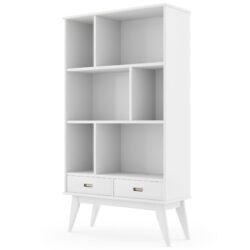 Draper - Mid Century Wide Bookcase And Storage Unit - White